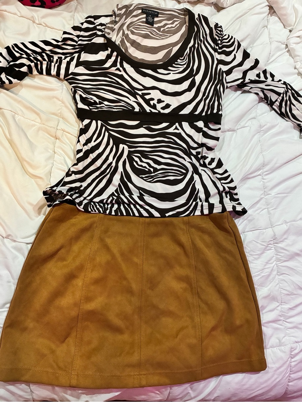 Rafaella Tan A-Line Mini Skirt Mod Retro Fall 70’s